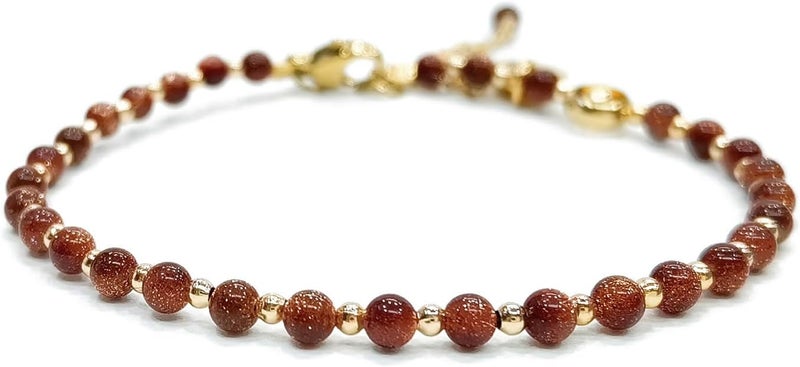 Morchic 3mm Tiny Beads Natural Gemstone Bracelet for Women, Adjustable 7.1" Energy Gem Charm Jewelry, Dainty Handmade Birthday Gift - Image 1